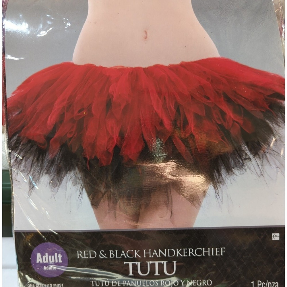 Adult‎ Tutu Skirt Halloween Costume Red Black Clown Goth Punk Rave Pirate